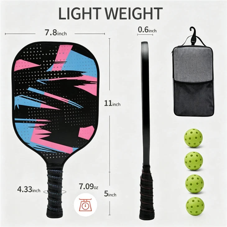 Lightweight 12K Carbon Fiber PP Honeycomb Core Pickleball Paddle factory